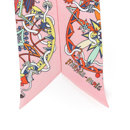 Hermes Silk La Folle Parade Twilly Rose Malabar White 2 of 4