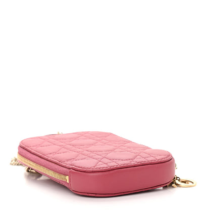 Christian Dior Lambskin Cannage Lady Dior Phone Holder Strawberry Pink 4 of 12