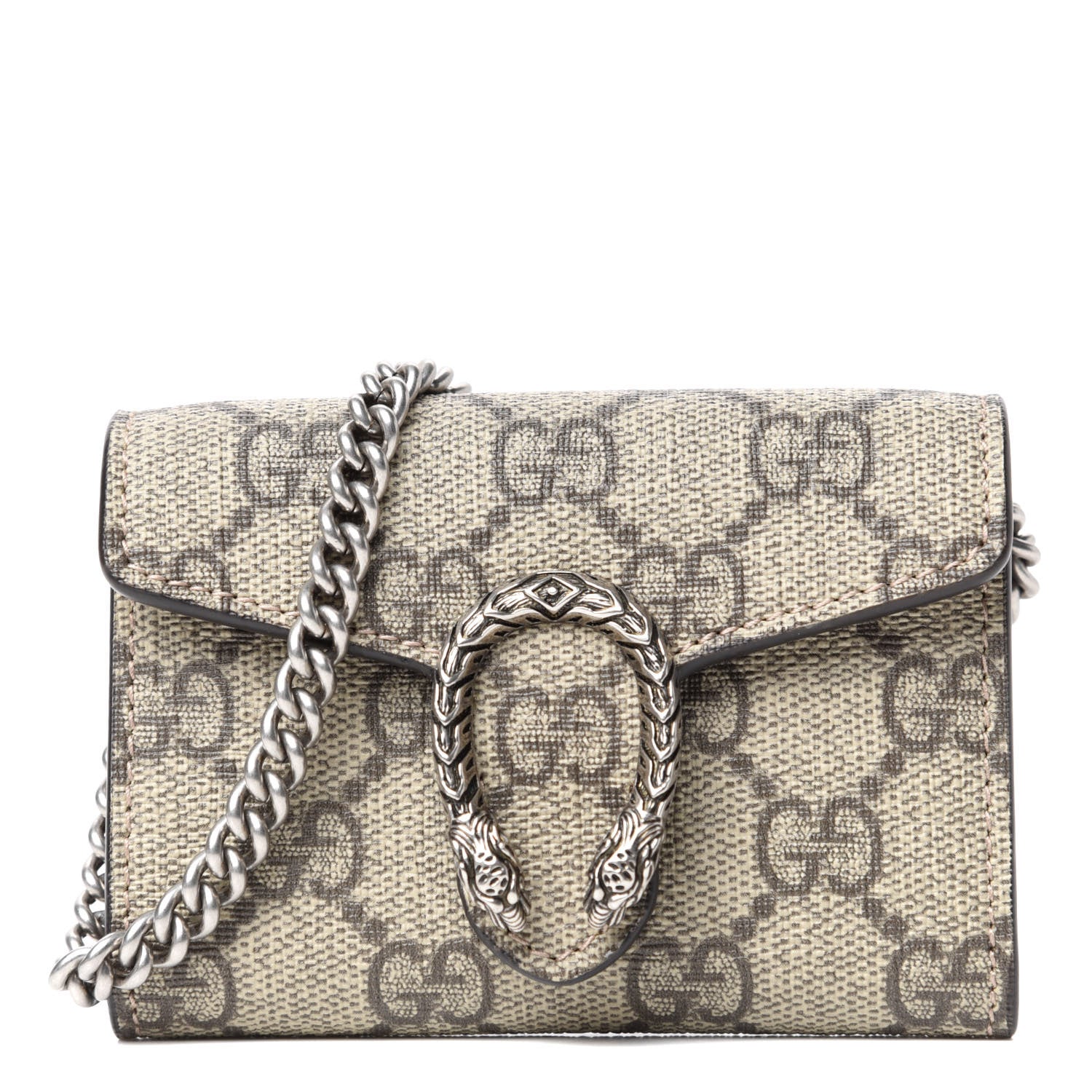 Gucci GG Supreme Monogram Dionysus Coin Purse Taupe 1 of 7