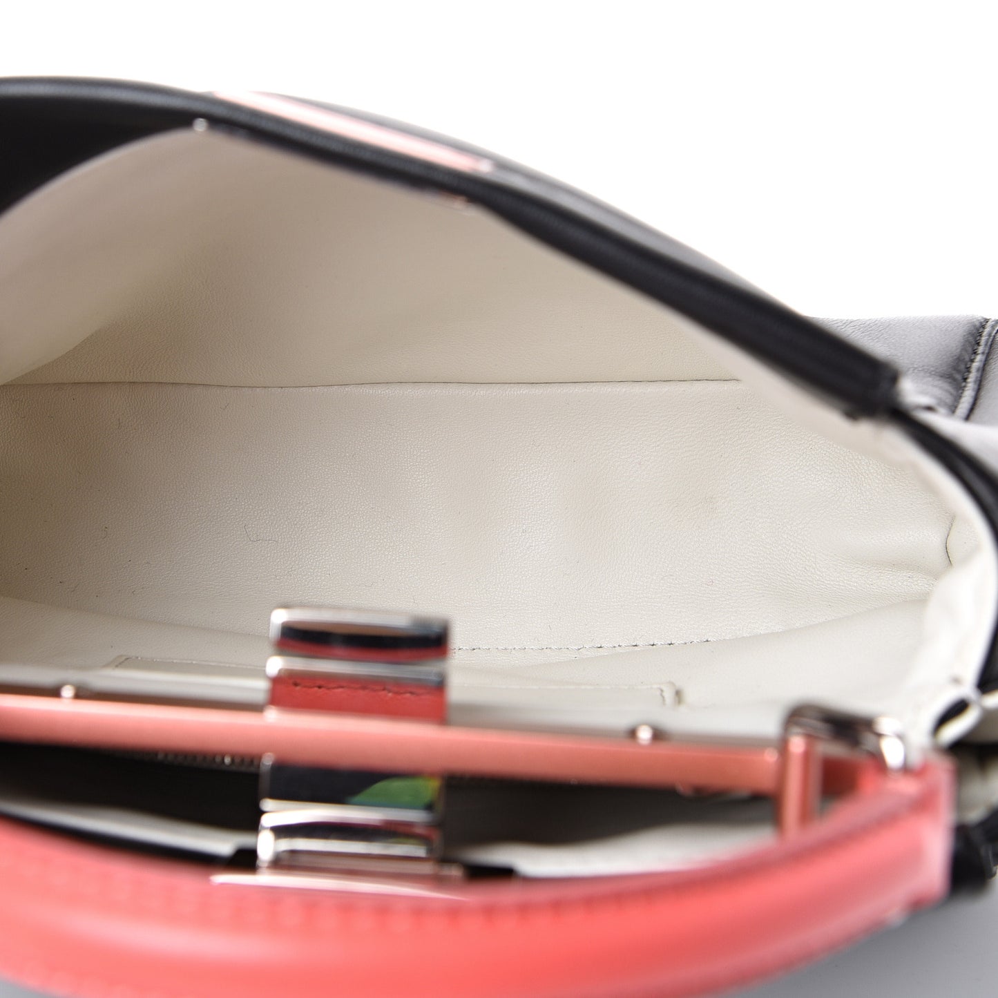 Nappa Colorblock Mini Peekaboo Iconic Satchel Black White Ecstasy