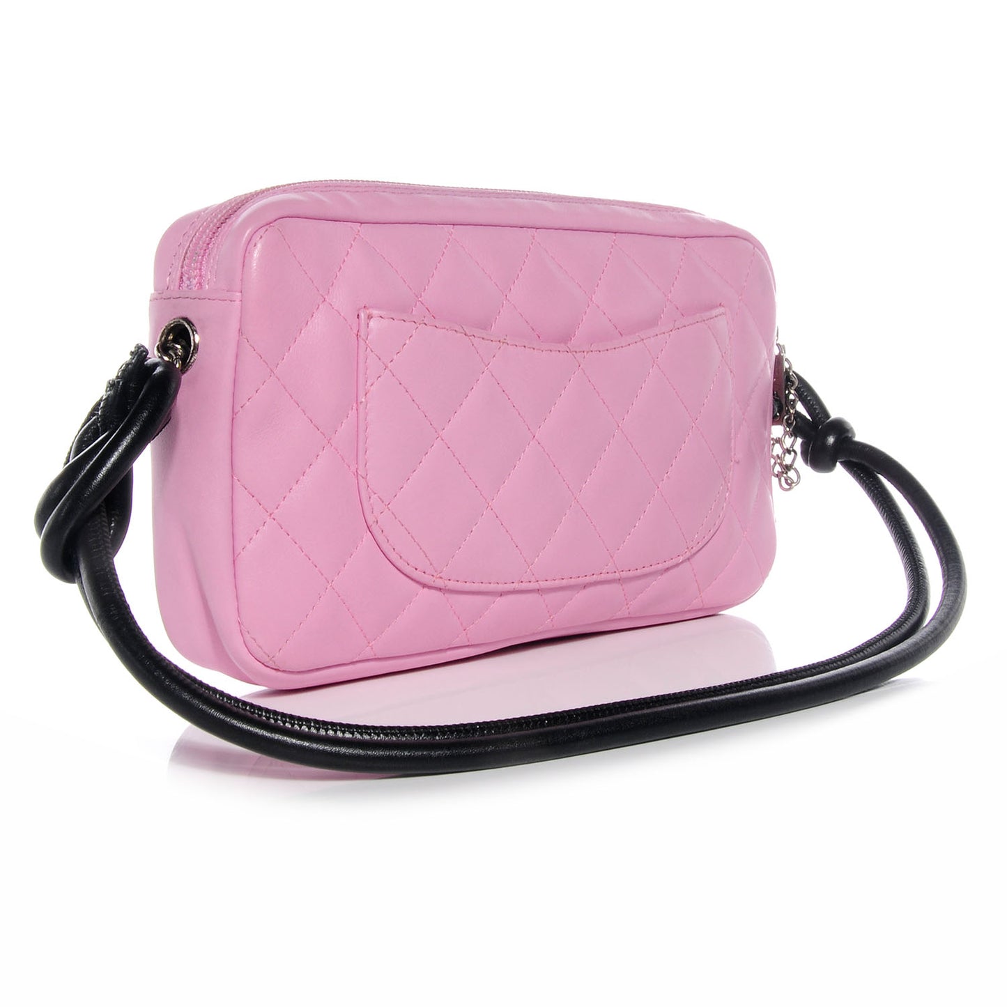 Calfskin Quilted Cambon Pochette Pink Black