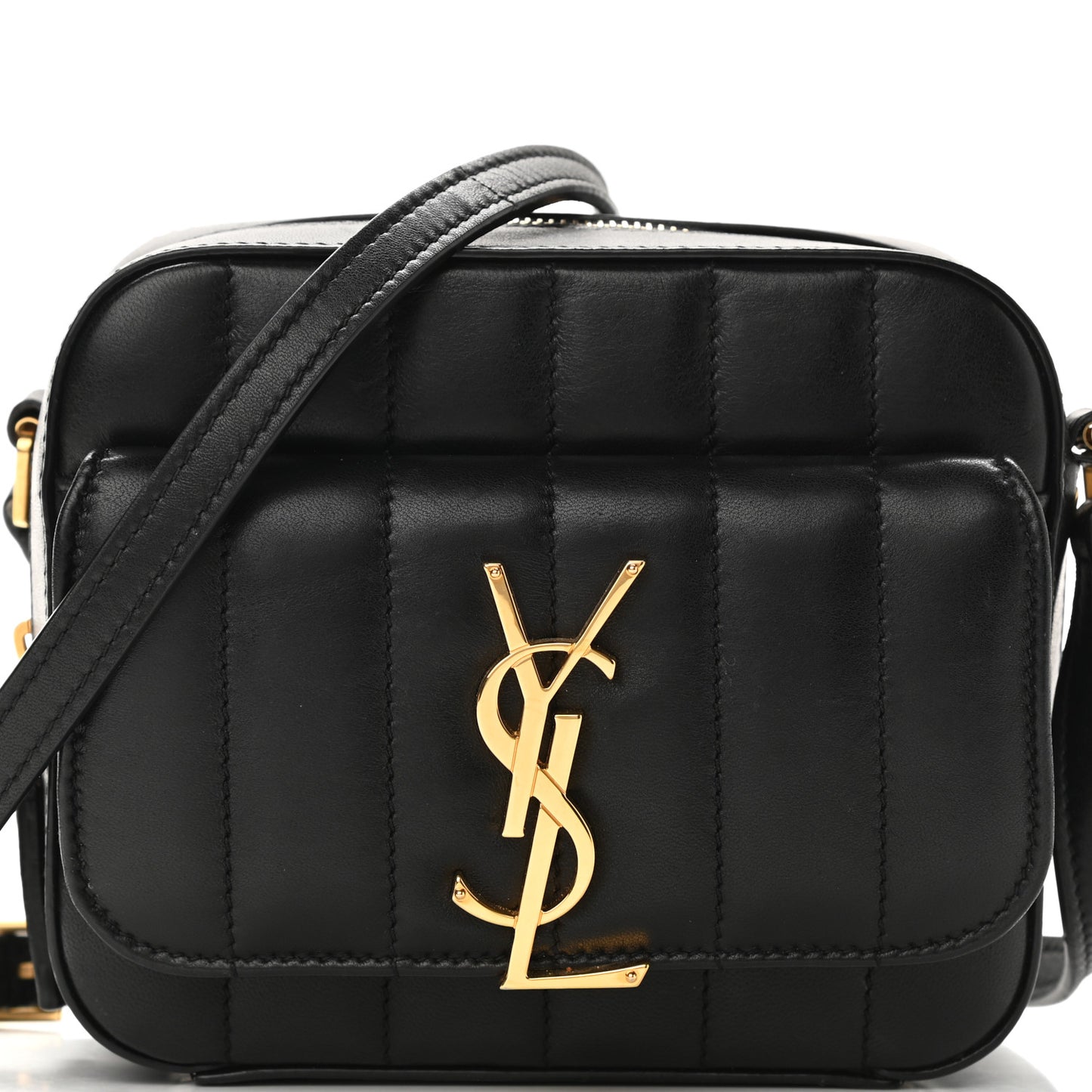 Lambskin Matelasse Monogram Toy Vicky Camera Bag Black