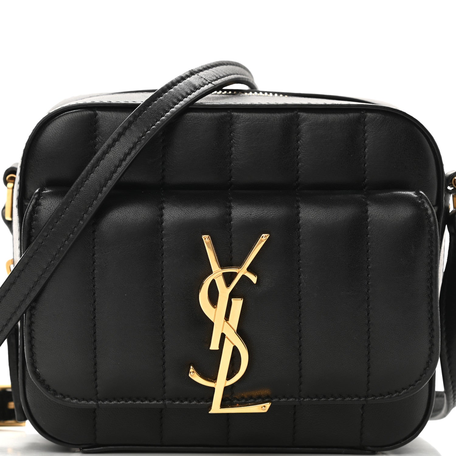 Saint Laurent Lambskin Matelasse Monogram Toy Vicky Camera Bag Black 8 of 10