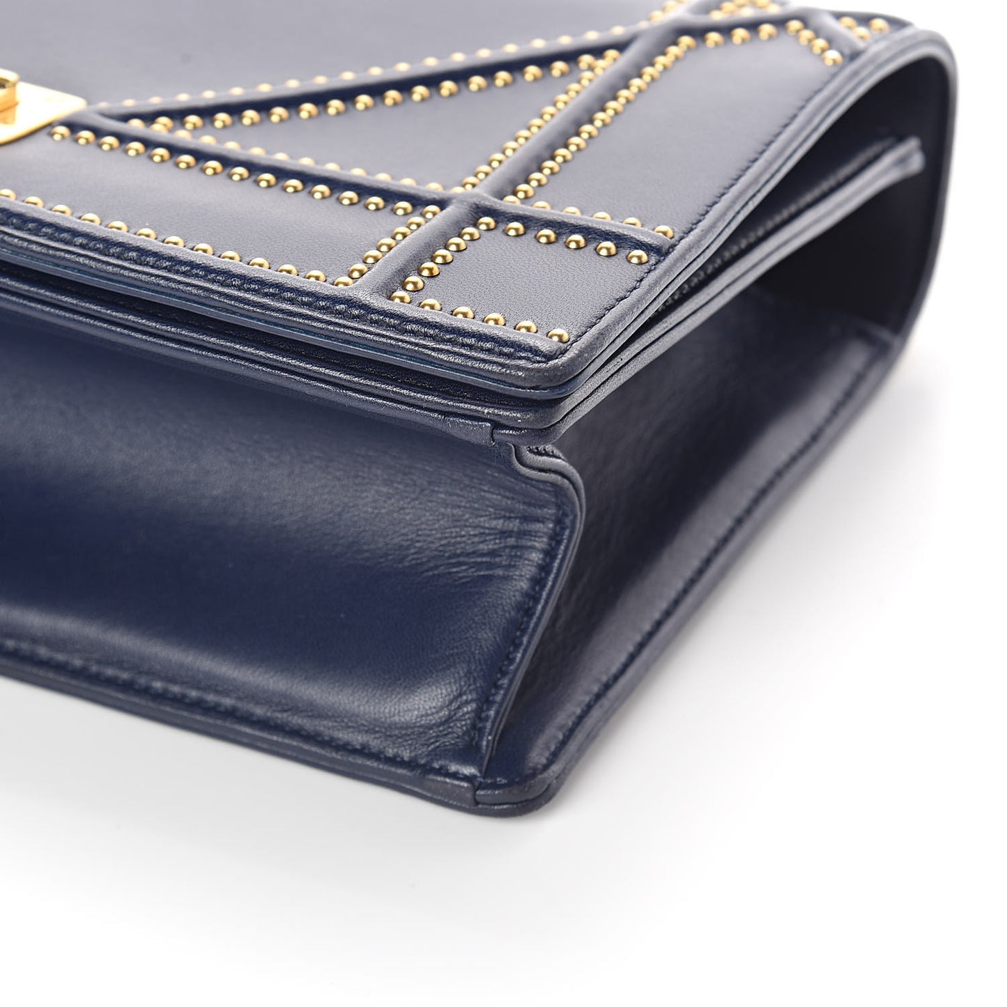 Lambskin Studded Medium Diorama Flap Bag Navy Blue