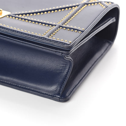 Christian Dior Lambskin Studded Medium Diorama Flap Bag Navy Blue 9 of 10