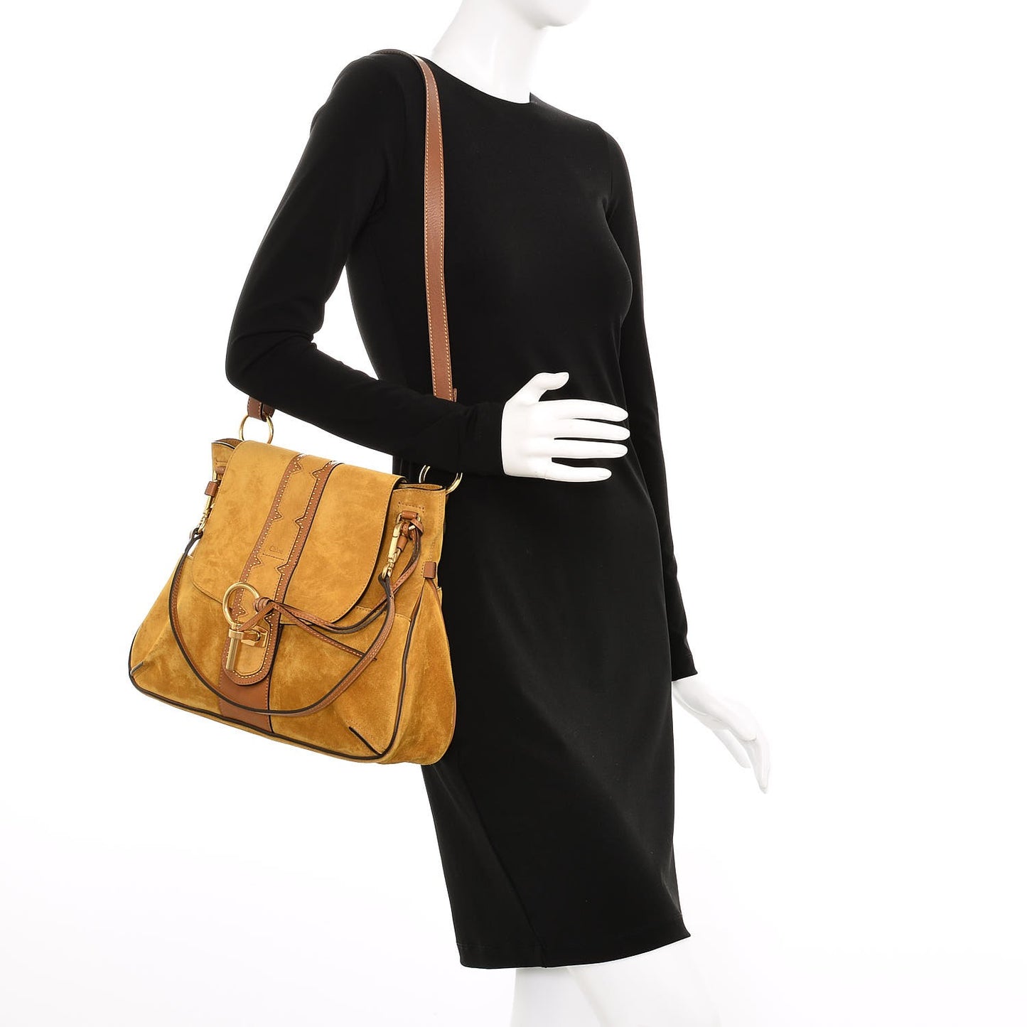 Suede Medium Lexa Shoulder Bag Mustard Brown