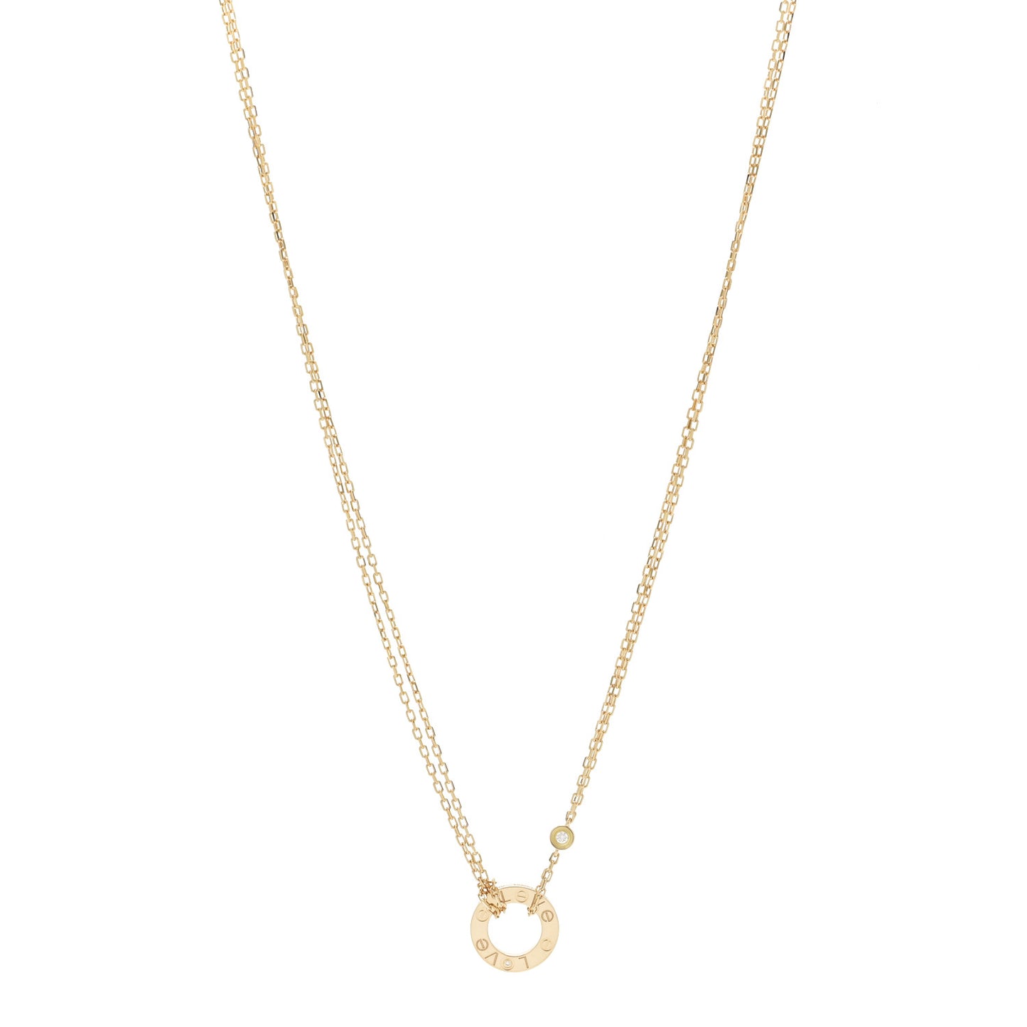18K Yellow Gold 2 Diamond LOVE Necklace