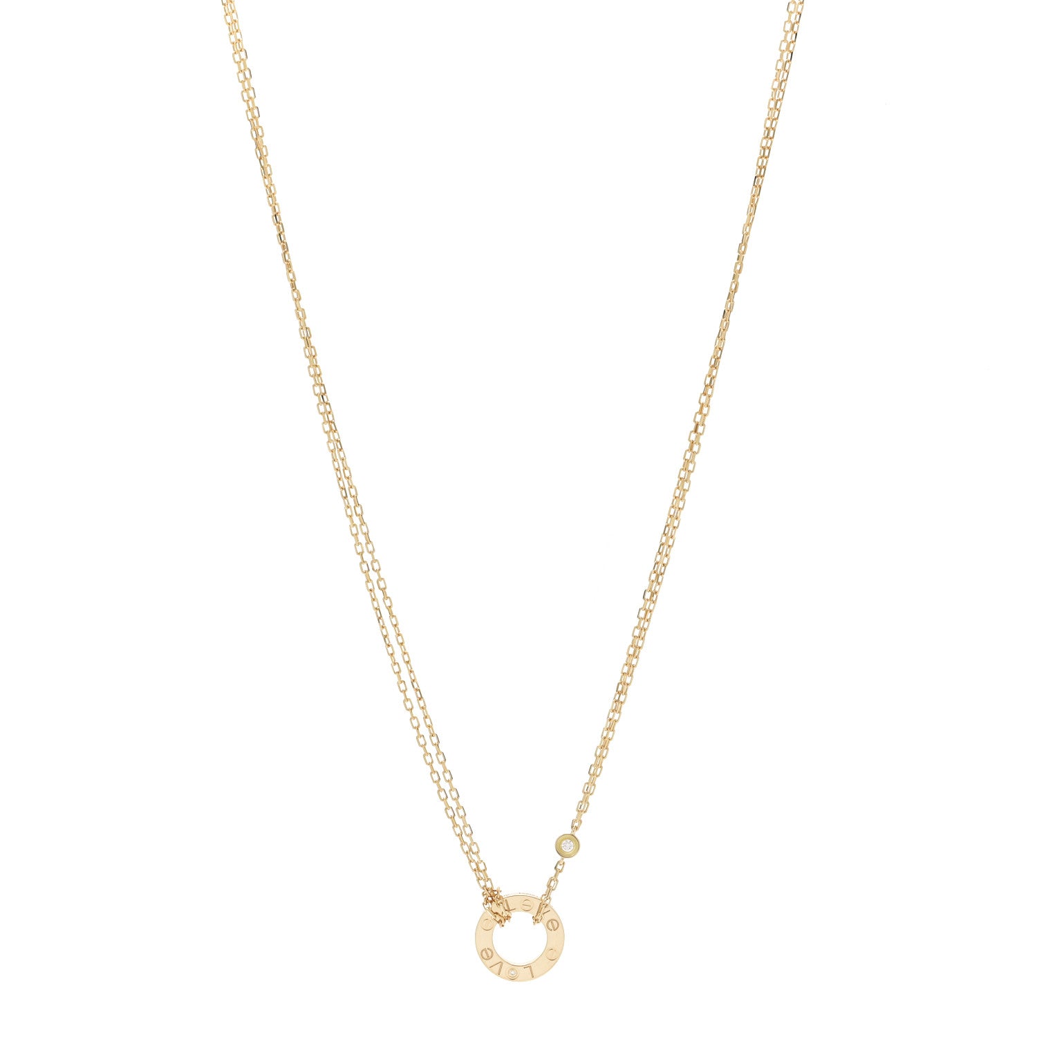 Cartier 18K Yellow Gold 2 Diamond LOVE Necklace 1 of 7