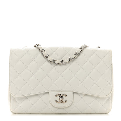 Chanel Caviar Quilted Jumbo Single Flap White 1 of 13