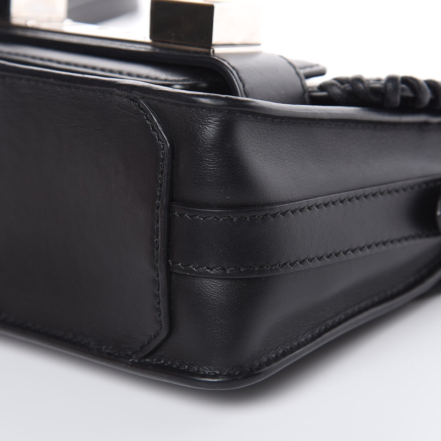 Smooth Calfskin Crochet Tiny PS11 Classic Shoulder Bag Black