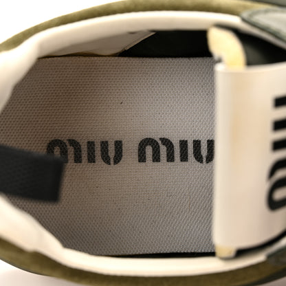 Miu Miu Technical Fabric Suede Womens Tyre Sneakers 37 Loden Green 7 of 13