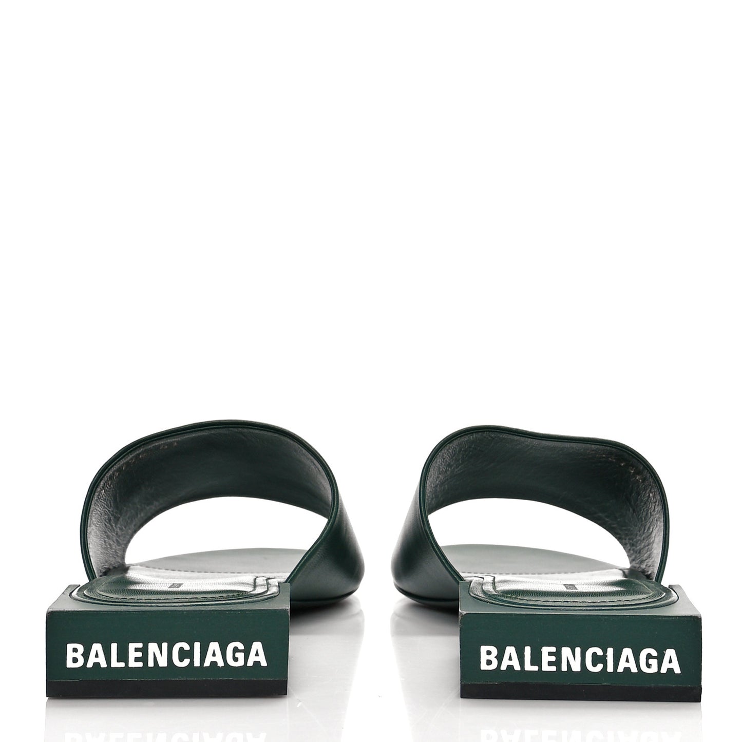 Shiny Sheepskin Box Flat Sandal 41 Green
