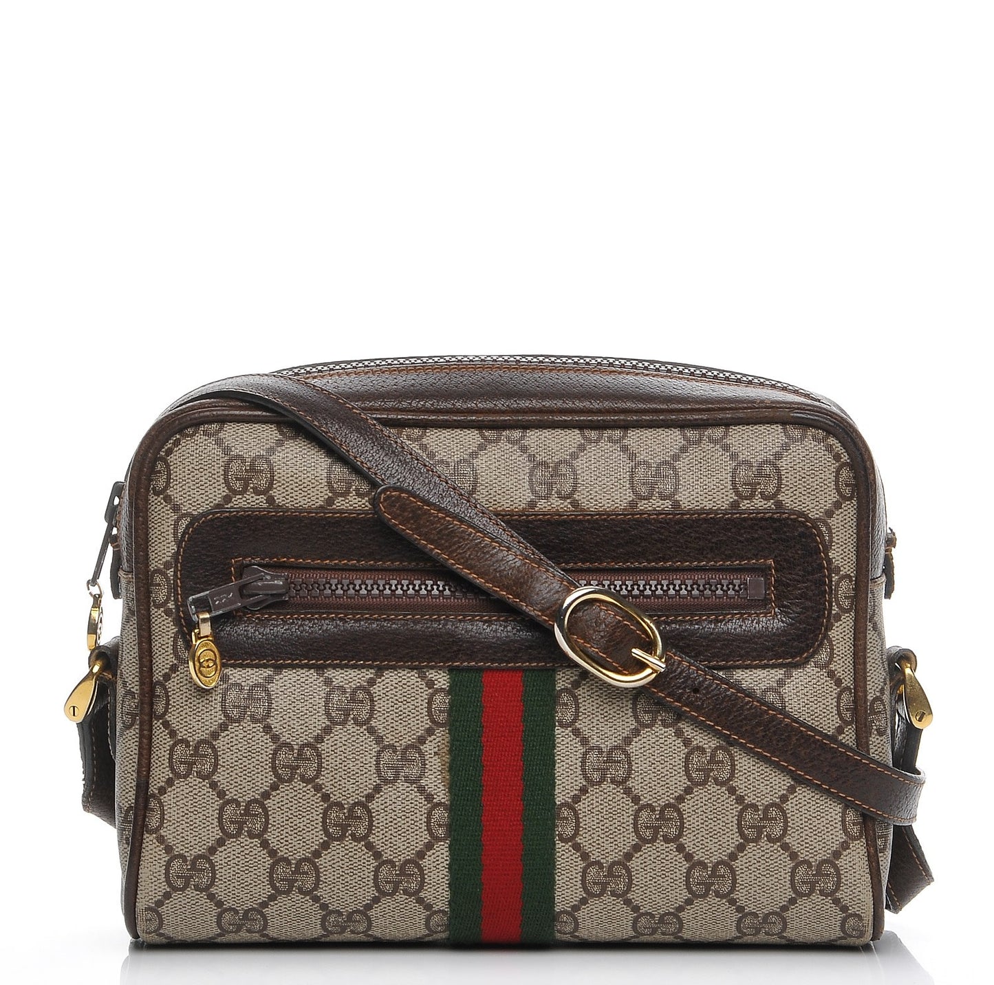 Coated Canvas Monogram Web Small Shoulder Bag Dark Brown