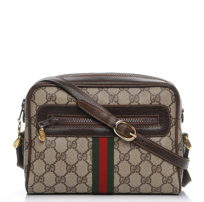 Gucci Coated Canvas Monogram Web Small Shoulder Bag Dark Brown 1 of 10