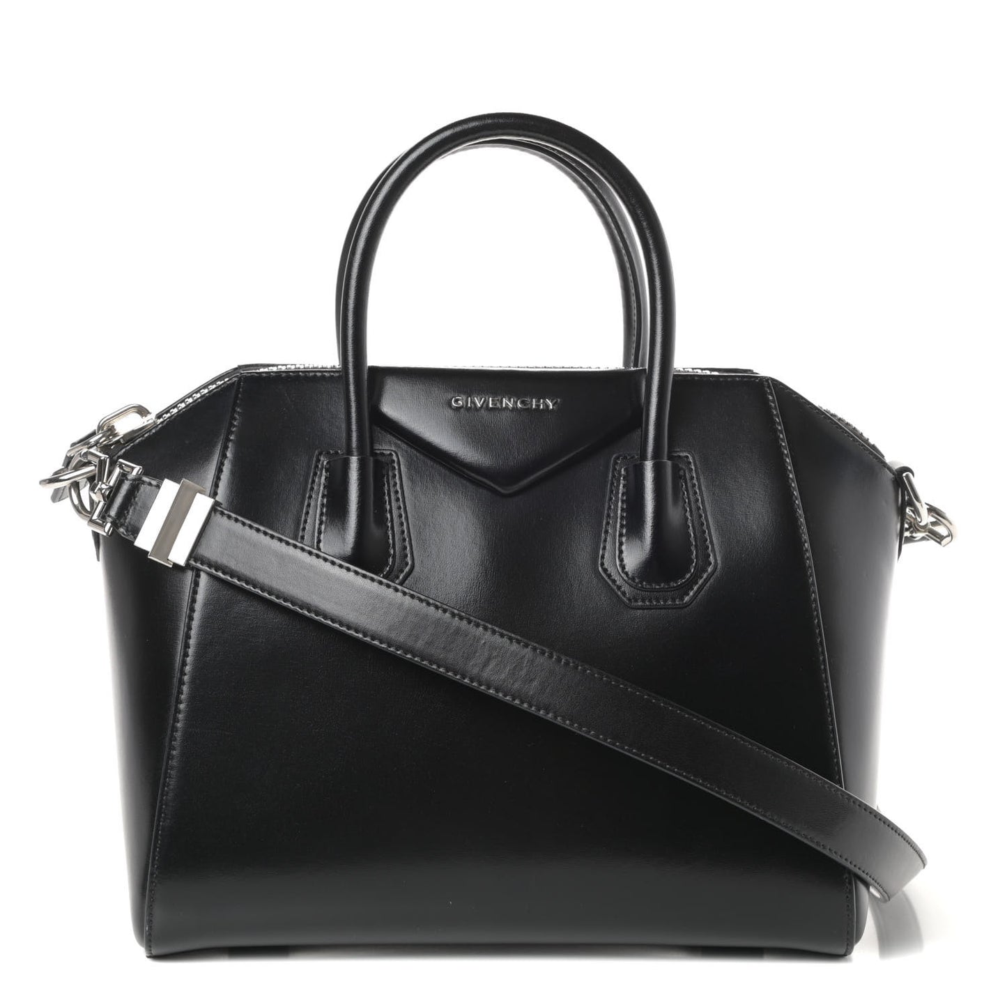 Shiny Lord Calfskin Small Antigona Black