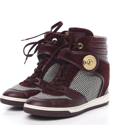 Louis Vuitton Calfskin Suede Postmark Wedge Sneakers 37 Bordeaux 3 of 10