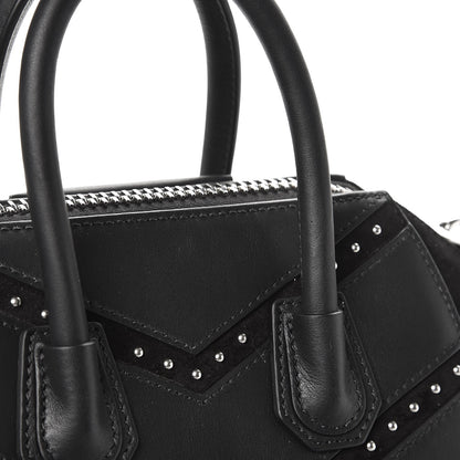Givenchy Calfskin Suede Mini Studded Chevron Antigona Black 8 of 9
