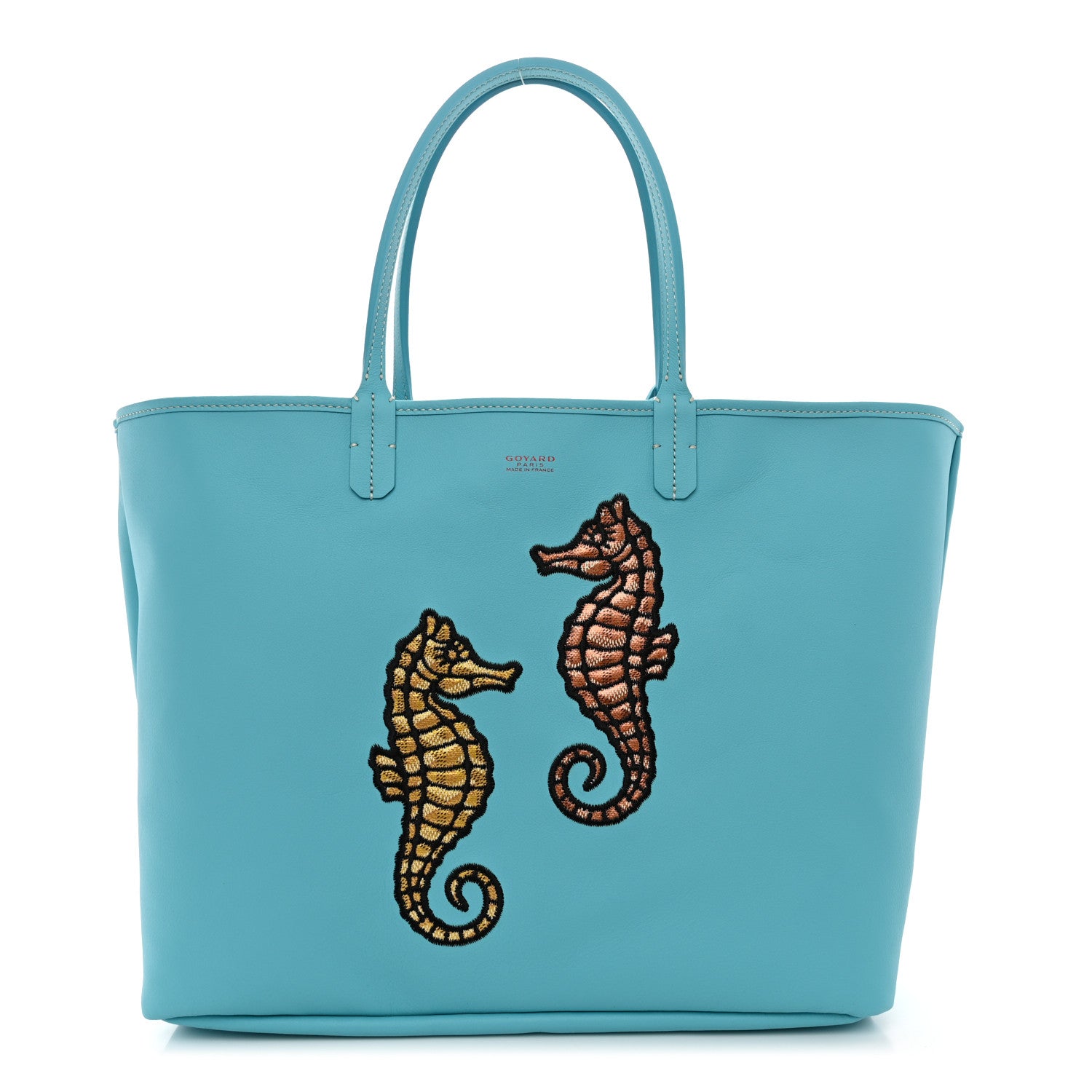 Goyard Goyardine Embroidered Seahorse Reversible Anjou PM Turquoise 2 of 16