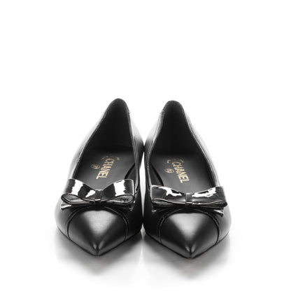 Chanel Lambskin Bow CC Flats 39.5 Black 2 of 7