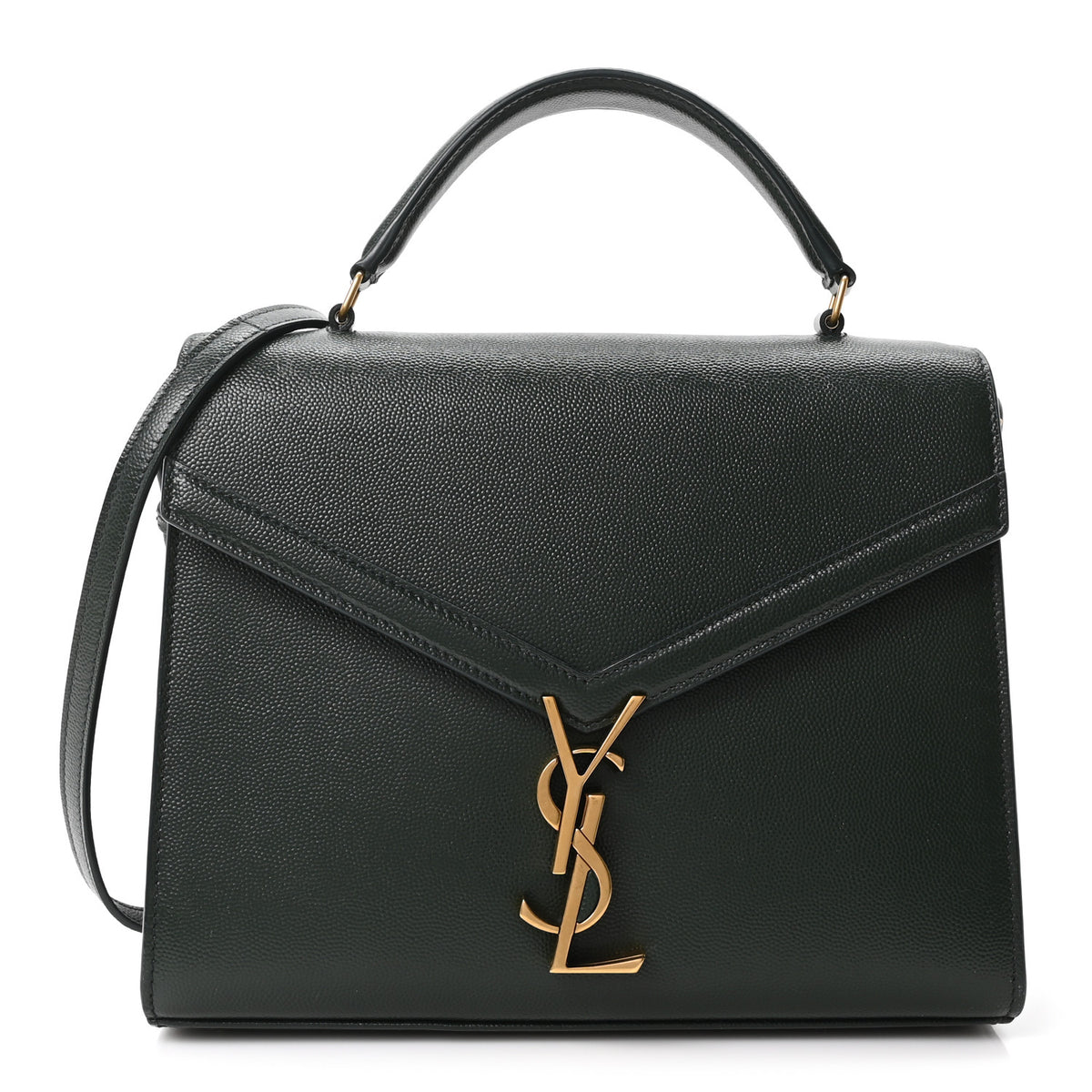 Saint Laurent Grain de Poudre Medium Classic Monogram Cassandra Top Handle Vert Fonce 1 of 10