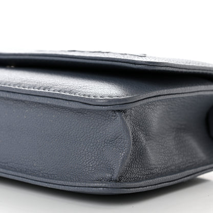 Chanel Goatskin Embossed Wallet On Chain WOC Blue 11 of 13