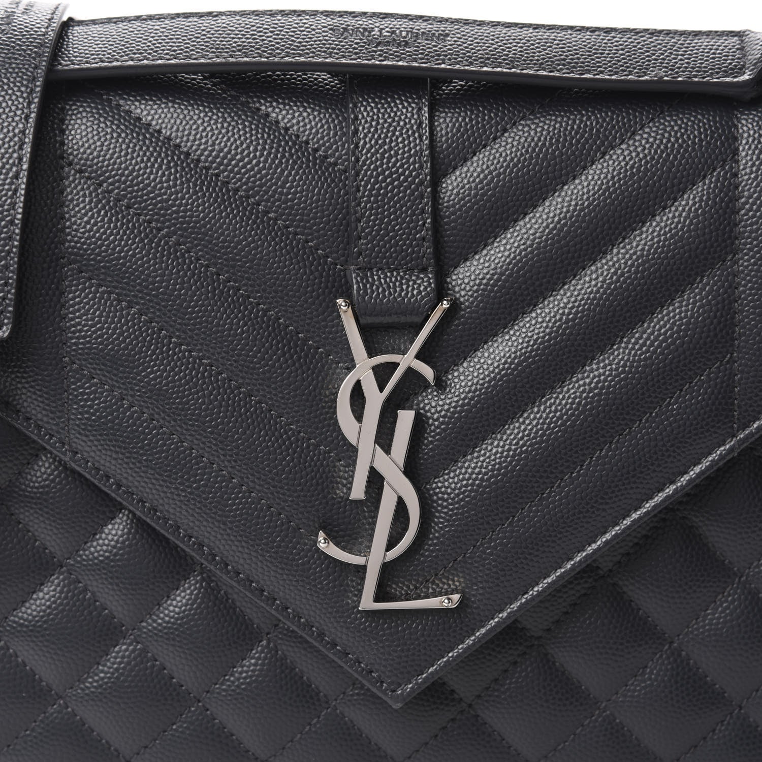 Saint Laurent Grain De Poudre Textured Mixed Matelasse Medium Triquilt Monogram Satchel Dark Smoke 10 of 10