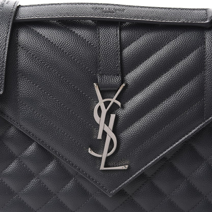 Saint Laurent Grain De Poudre Textured Mixed Matelasse Medium Triquilt Monogram Satchel Dark Smoke 10 of 10
