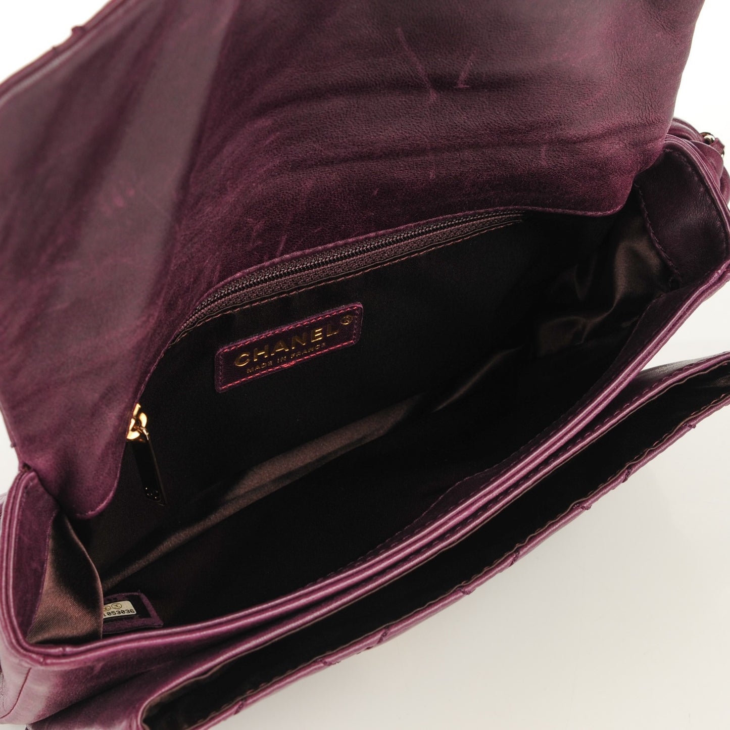 Distressed Lambskin Quilted Small Lady Braid Flap Purple
