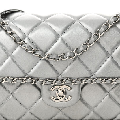 Chanel Metallic Lambskin Medium Chain All Over Flap Silver 8 of 12