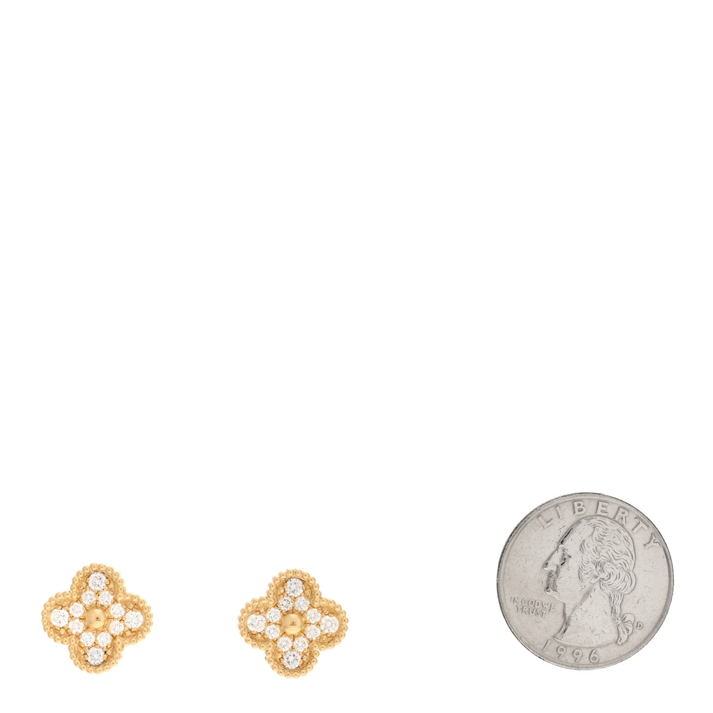 18K Yellow Gold Diamond Vintage Alhambra Earrings