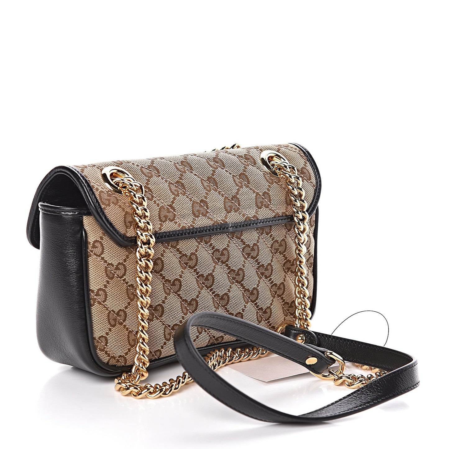 Monogram Matelasse Diagonal Mini GG Marmont Shoulder Bag Beige Black