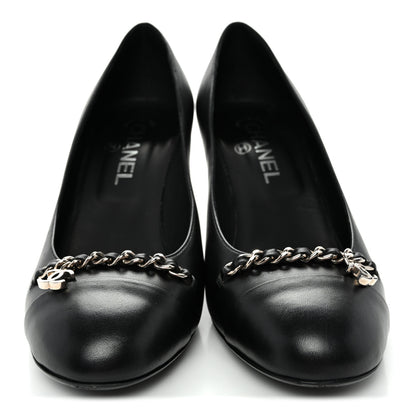 Chanel Calfskin CC Cap Toe Chain Pumps 39 Black 2 of 11