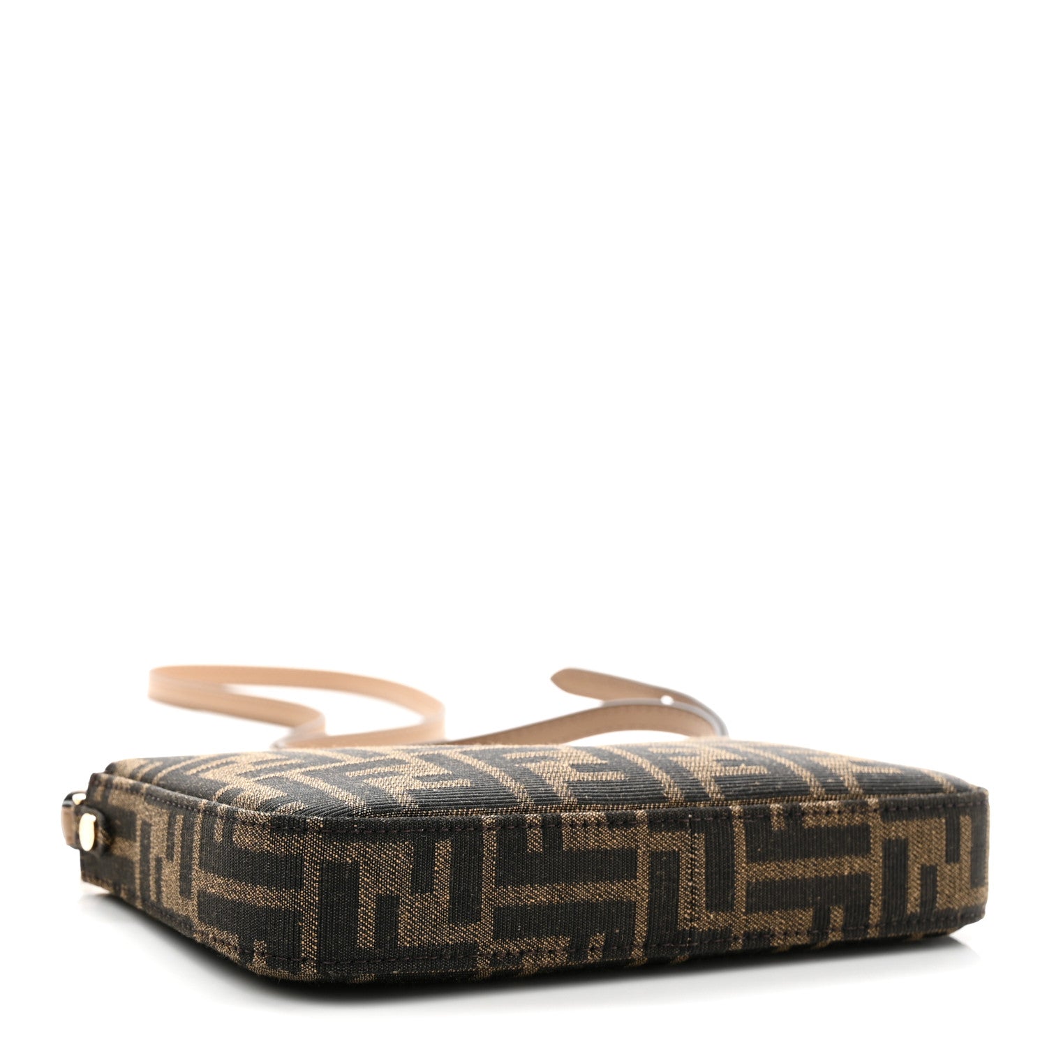 Fendi Fabric Jacquard Vitello Grace FF 1974 Baguette Pouch Tobacco Moro Sand 4 of 10