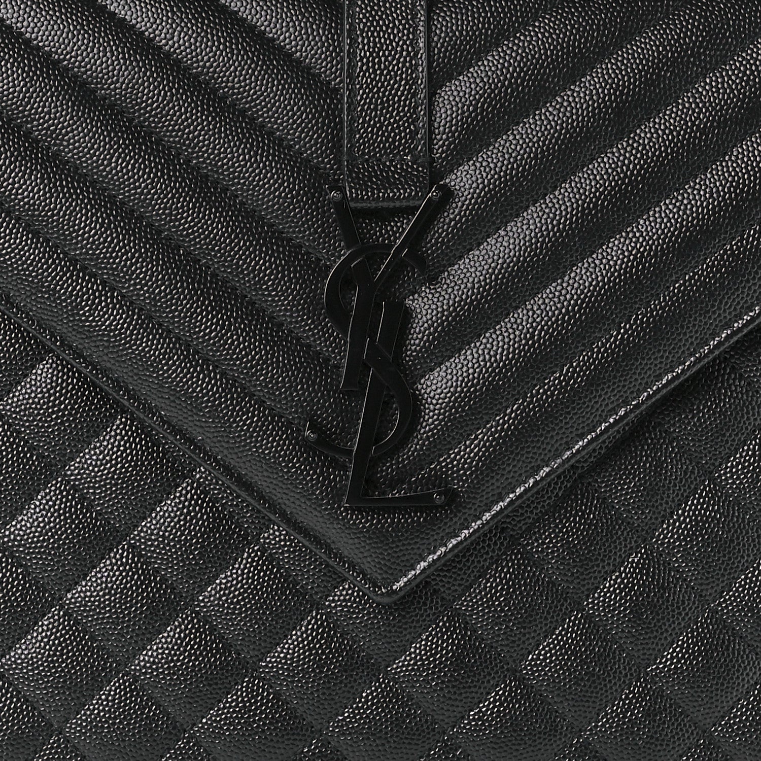 Saint Laurent Grain De Poudre Textured Mixed Matelasse Large Triquilt Monogram Monochrome Satchel Black 9 of 10