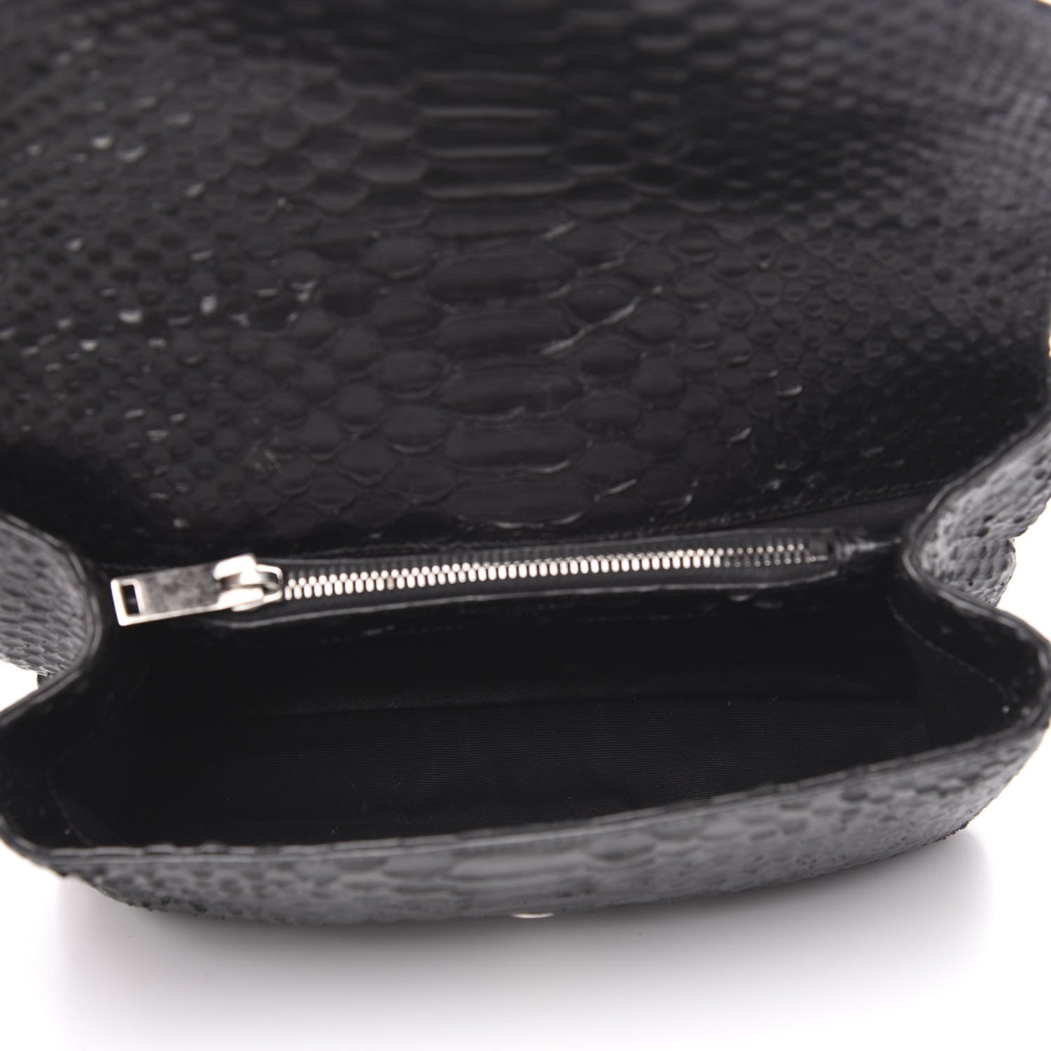 Saint Laurent Calfskin Python Embossed Monogram Medium College Bag Black 5 of 9