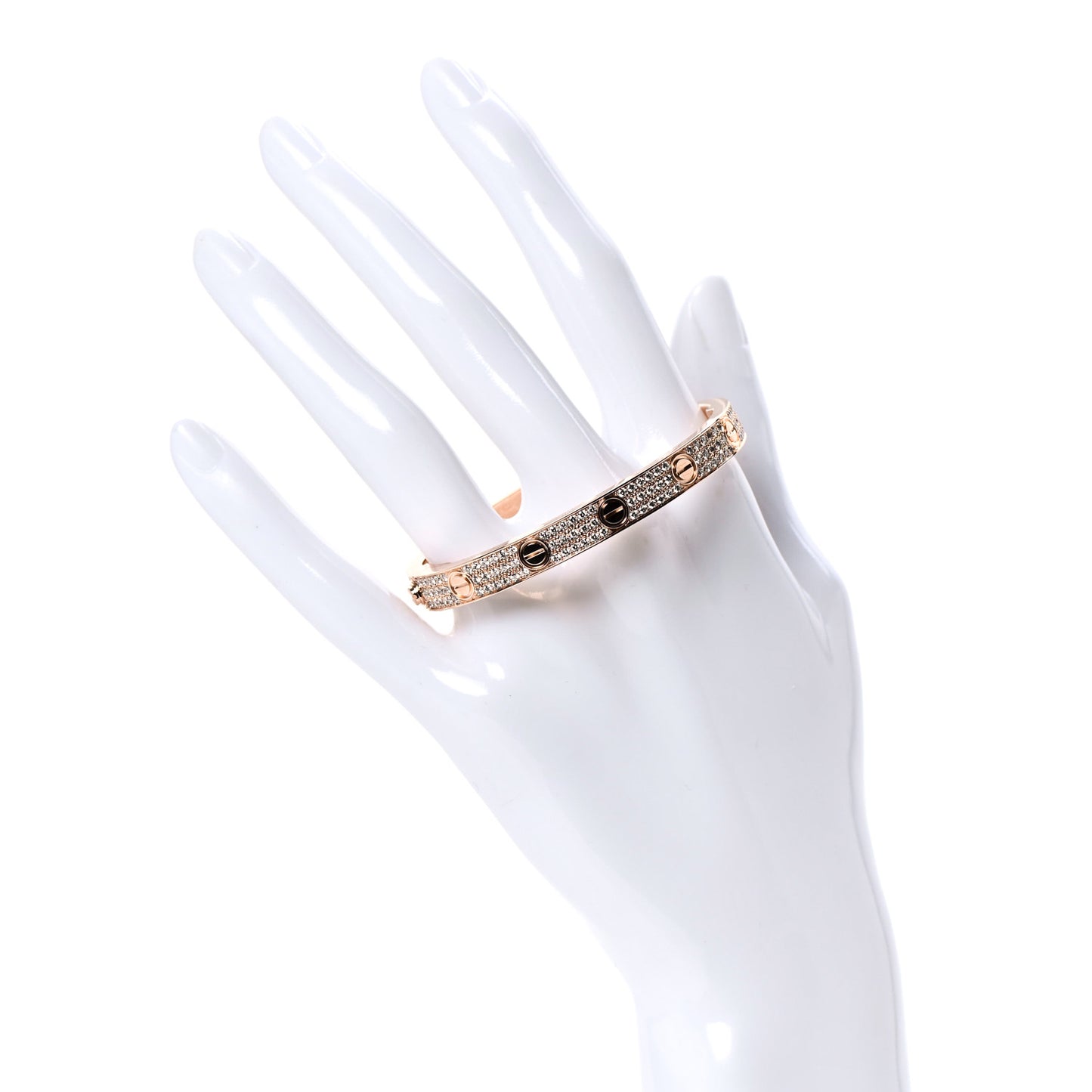18K Pink Gold Diamond LOVE Paved Bracelet 16