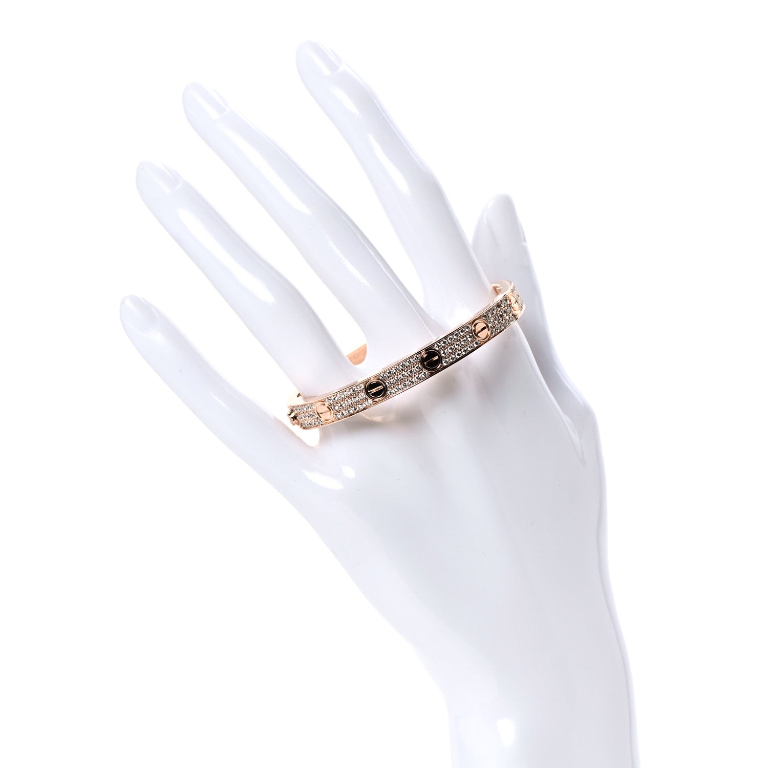 Cartier 18K Pink Gold Diamond LOVE Paved Bracelet 16 2 of 5