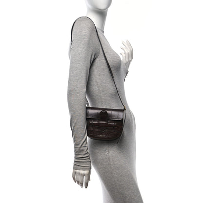 Celine Crocodile Embossed Calfskin Mini Symmetrical Bag Brown 2 of 9