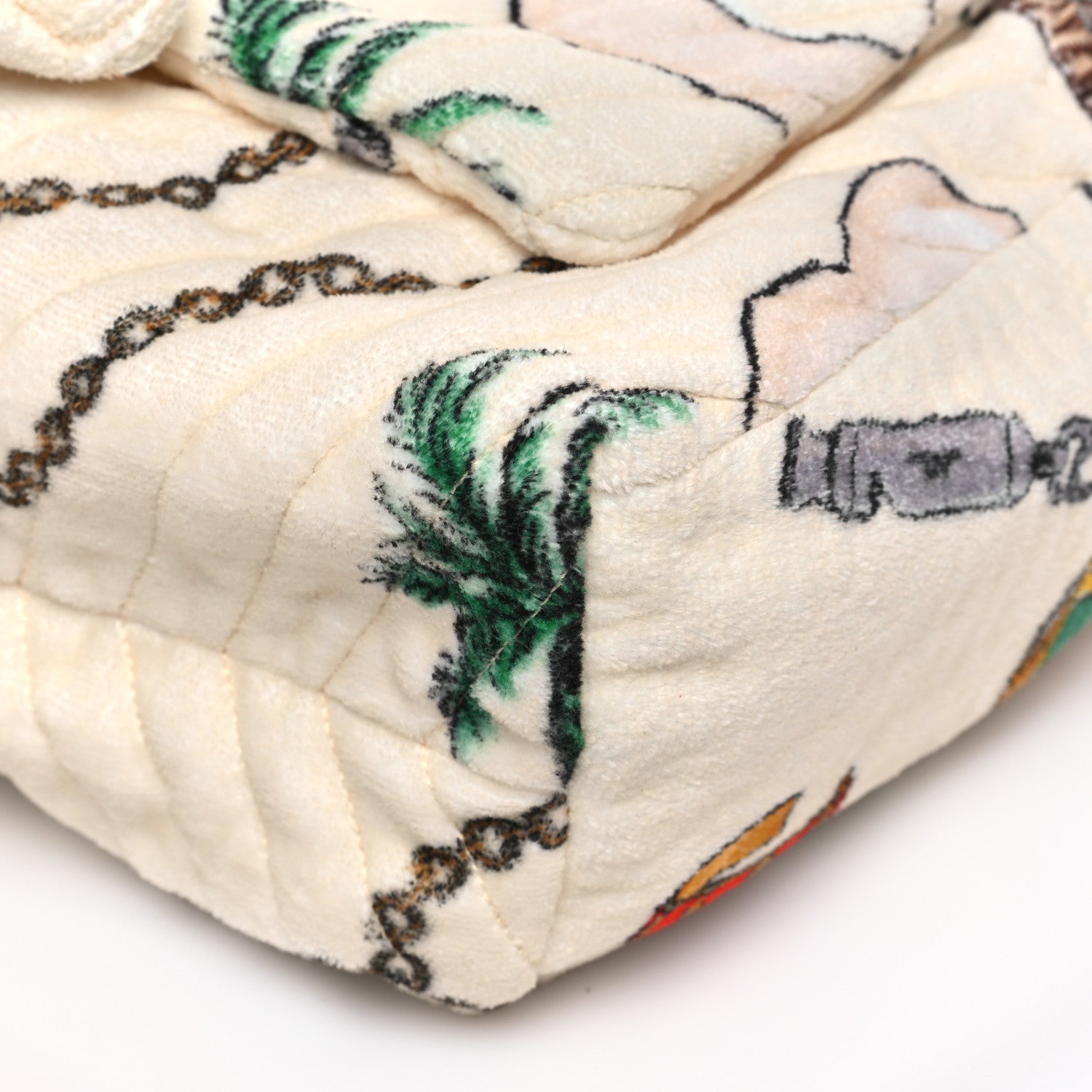 Saint Laurent Terrycloth Summer Print Matelasse Backpack Poudre White Multicolor 9 of 10