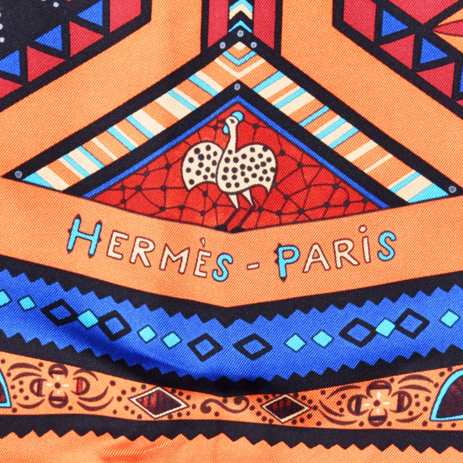 Hermes Silk Ors Blues D'Afrique Scarf 90 Capucine Blue Brun 4 of 4
