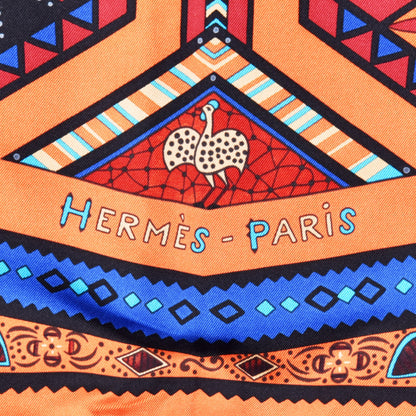 Hermes Silk Ors Blues D'Afrique Scarf 90 Capucine Blue Brun 4 of 4