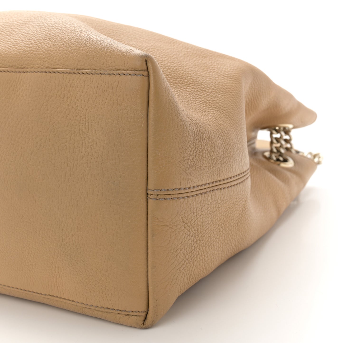 Pebbled Calfskin Large Soho Chain Shoulder Bag Nude