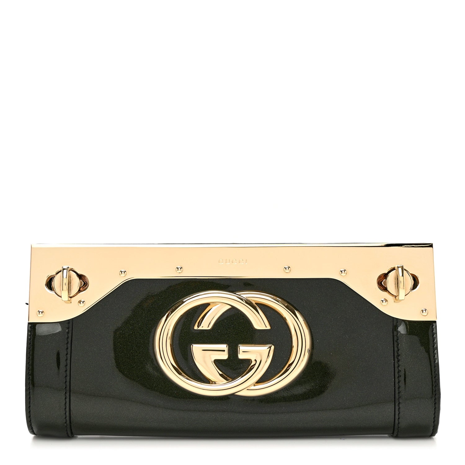 Gucci Patent Britt Interlocking G Starlight Clutch Black 1 of 6