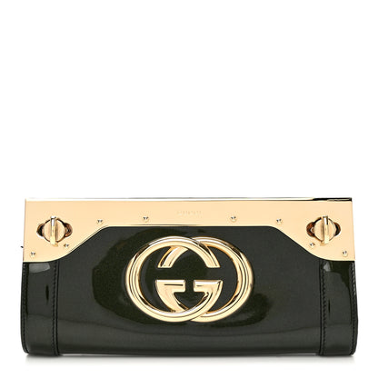 Gucci Patent Britt Interlocking G Starlight Clutch Black 1 of 6