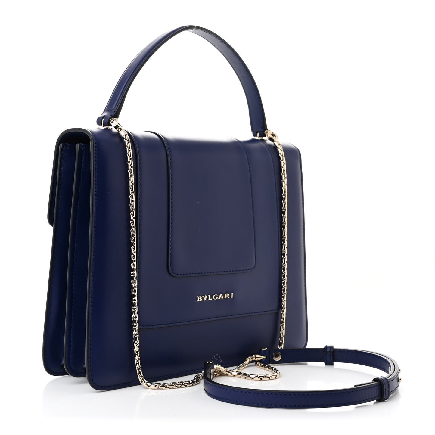 Calfskin Large Serpenti Forever Top Handle Blue