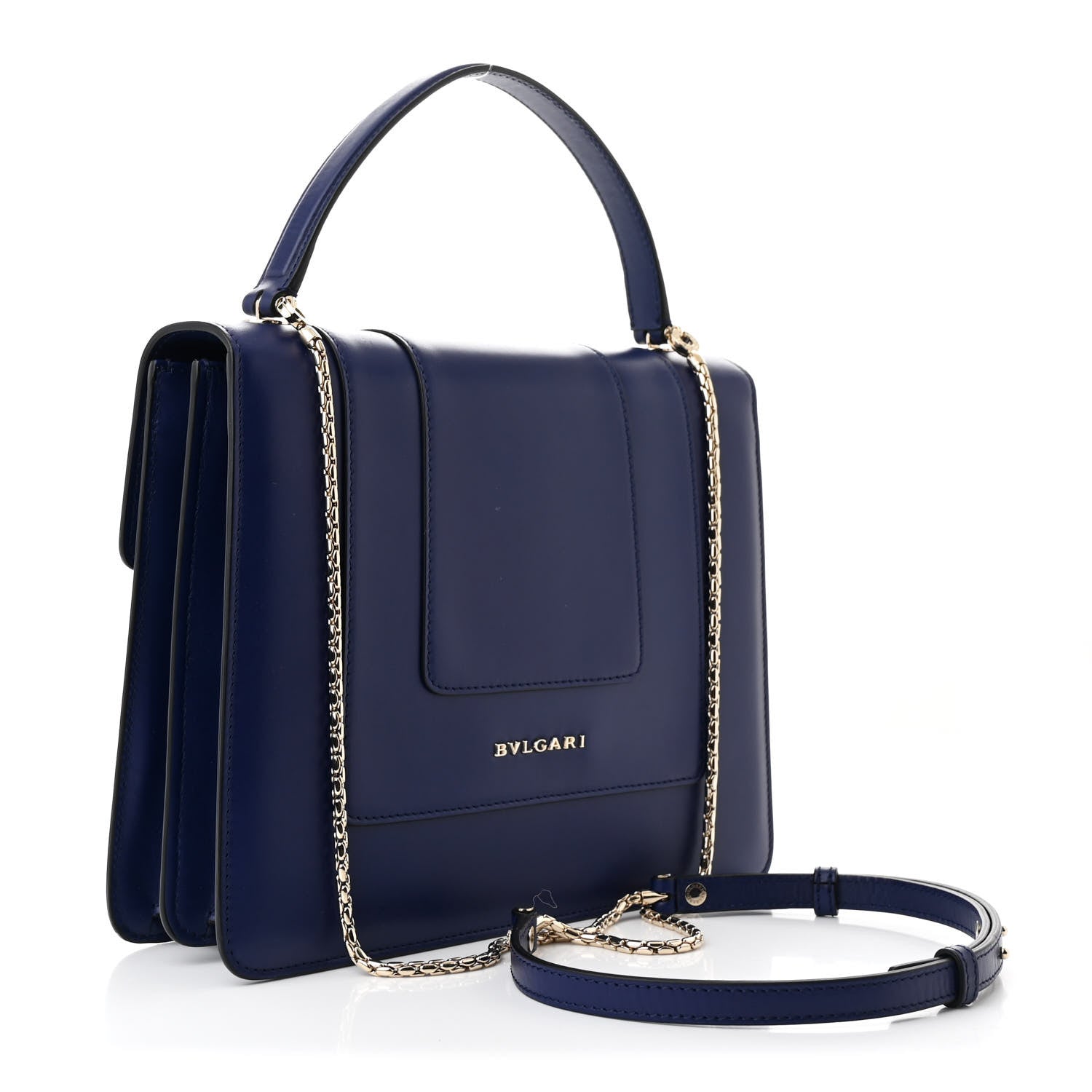 Bulgari Calfskin Large Serpenti Forever Top Handle Blue 4 of 14