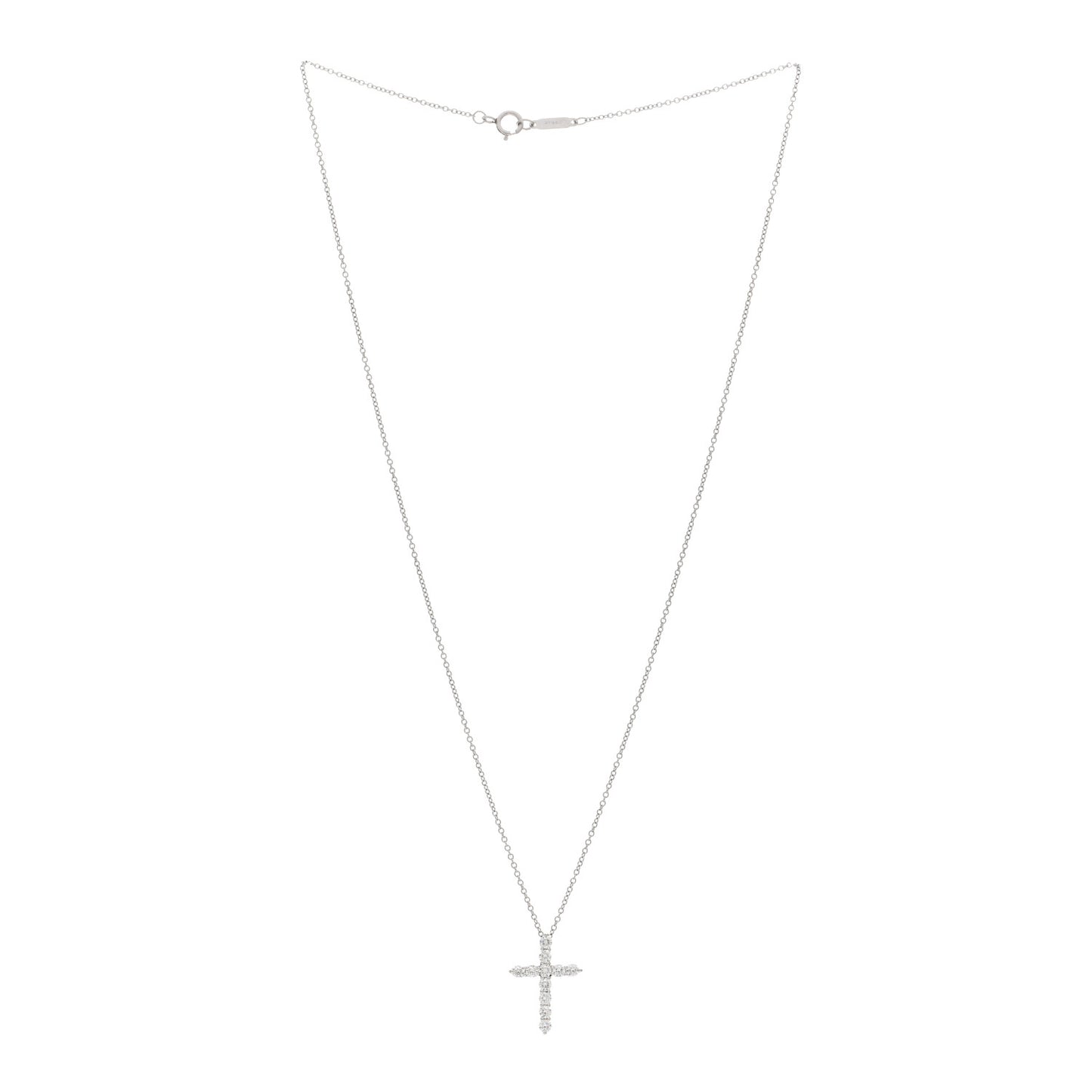 Platinum Diamond Small Cross Pendant Necklace