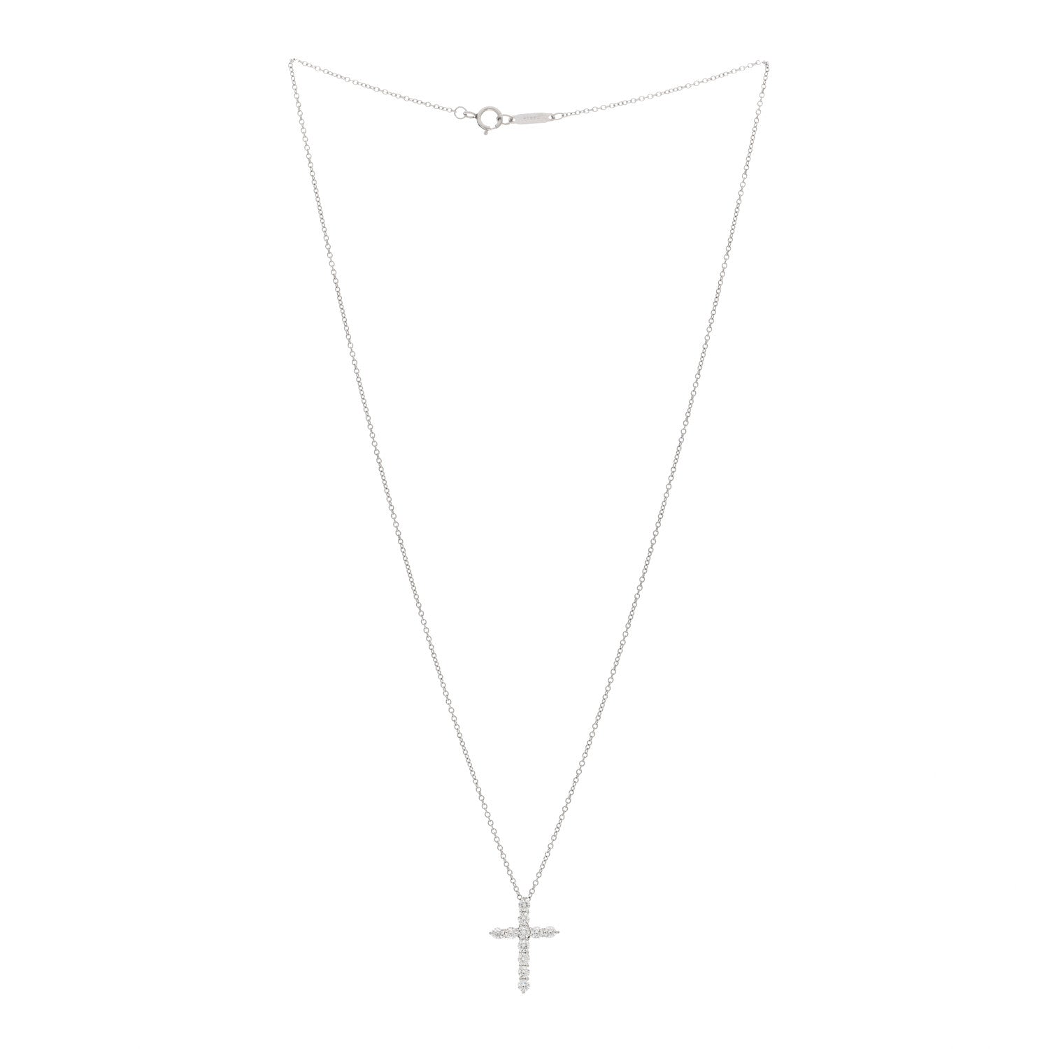 Tiffany Platinum Diamond Small Cross Pendant Necklace 3 of 4