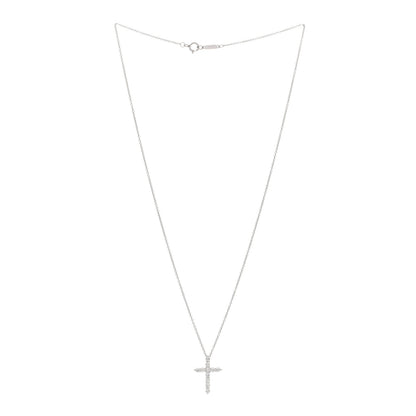 Tiffany Platinum Diamond Small Cross Pendant Necklace 3 of 4