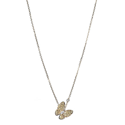 Van Cleef & Arpels 18K Yellow Gold Diamond Yellow Sapphire Two Butterfly Pendant Necklace 1 of 6